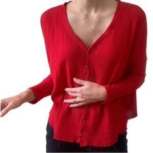 Urban Outfitters sz M Jojo Waffle Knit Sweater Red